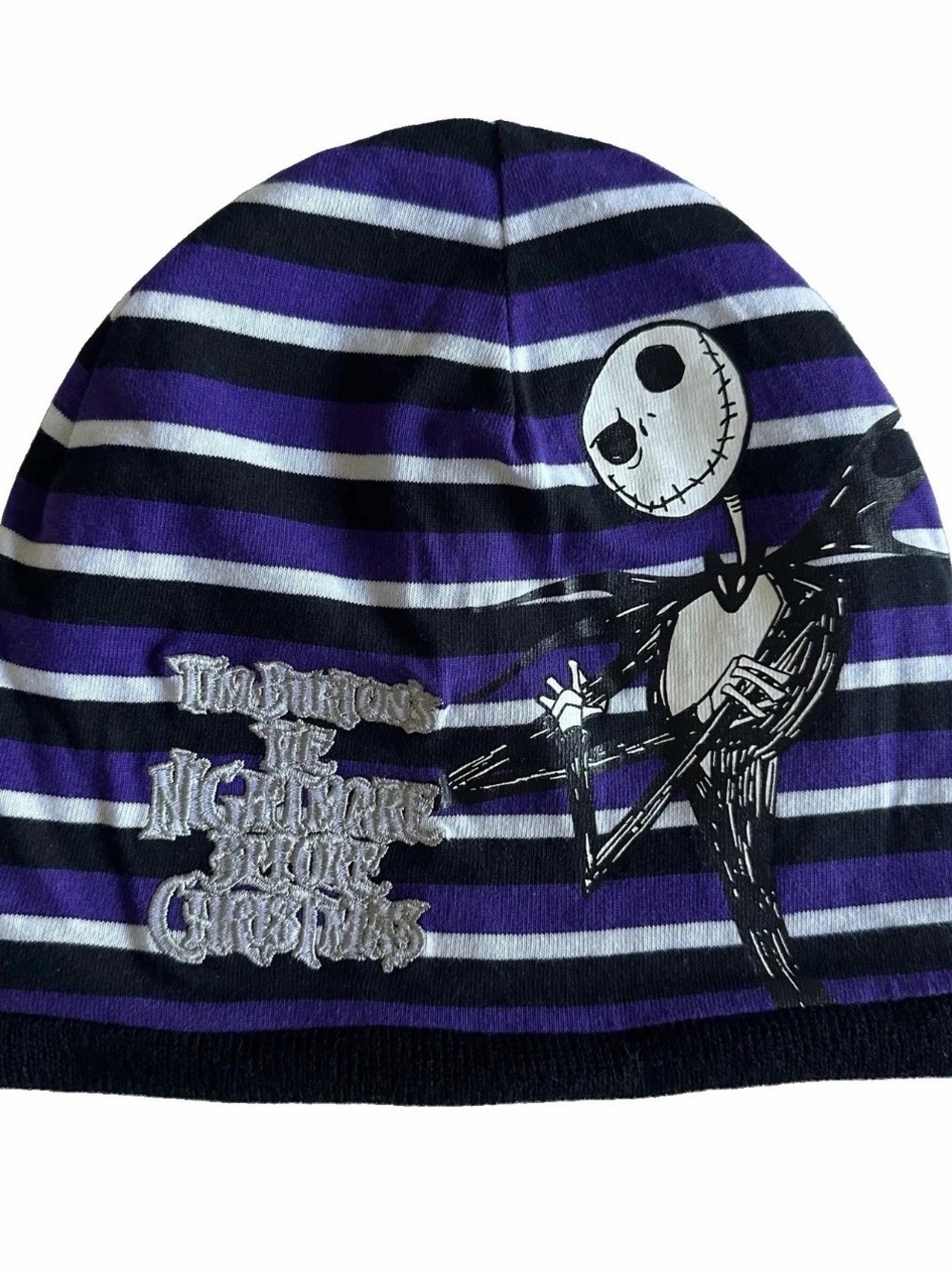 Nightmare Before Christmas Hat Beanie Reversible Purple Jack Skellington Kids